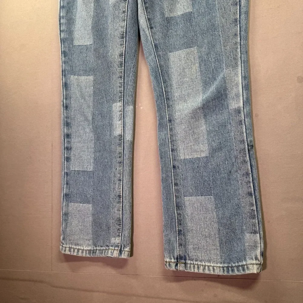 Tribal Jeans Womens 2 Audrey Mid Rise Straight Color Block‎ Denim Soft Crop Y2K - Picture 15 of 15